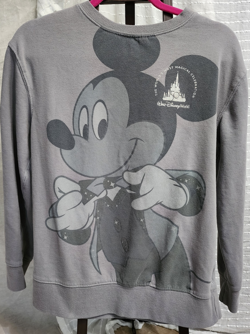 Disney 50th Anniversary Gray Mickey Mouse Tuxedo Graphic Sweatshirt Official
